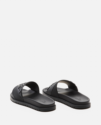Shop Fendi Logo Print Rubber Slippers In Black
