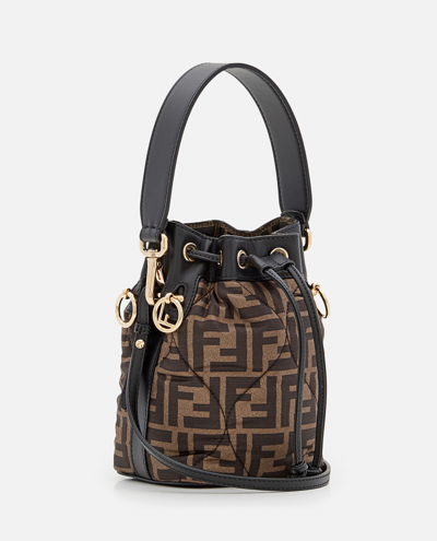 Shop Fendi Mon Tresor Ff Silk Mini Bag In Brown