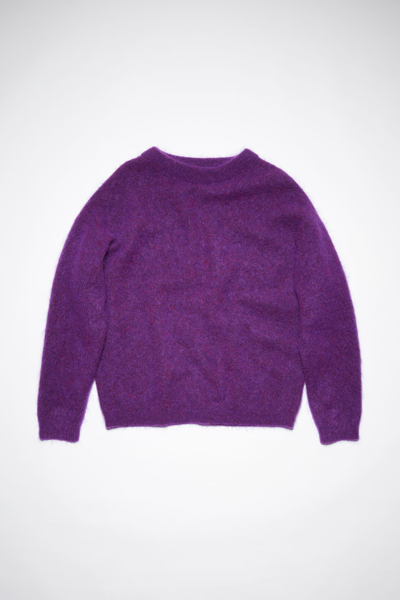 Shop Acne Studios Mohair Wool Crew Neck Jumper In Violet Purple