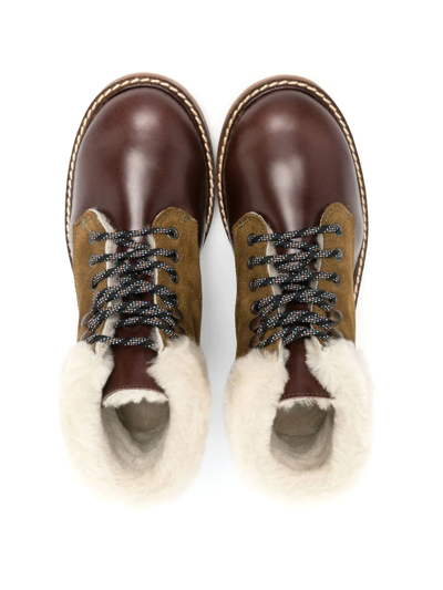Shop Bonpoint Henri Lace-up Boots In Brown