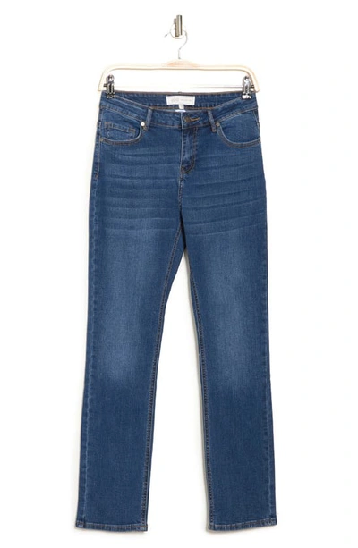 Shop Jaclyn Smith Mid Rise Relaxed Straight Leg Jeans In Blue