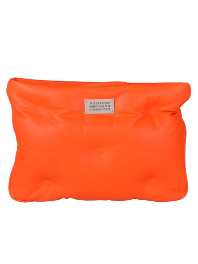 Shop Maison Margiela Glam Slam Logo Patch Clutch Bag In Orange