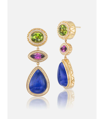 Shop Harwell Godfrey Gemstone Drop Earrings In Gold