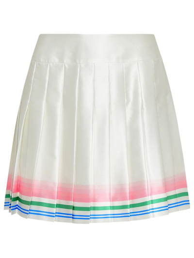 Shop Casablanca High Waist Pleated Mini Skirt In White