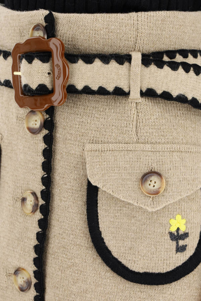 Shop Cormio 'helga' Belted Knit Mini Skirt In Beige,black