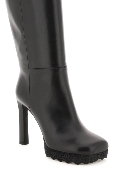 Shop Off-white Sponge Sole Leather Boots In Black