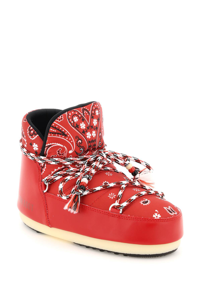 Alanui X Moon Boot Bandana-print Snow Boots In Red