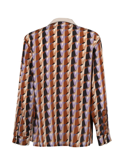 Shop Valentino Pyjama Shirt In Silk In St. V Cubo Viola/marrone