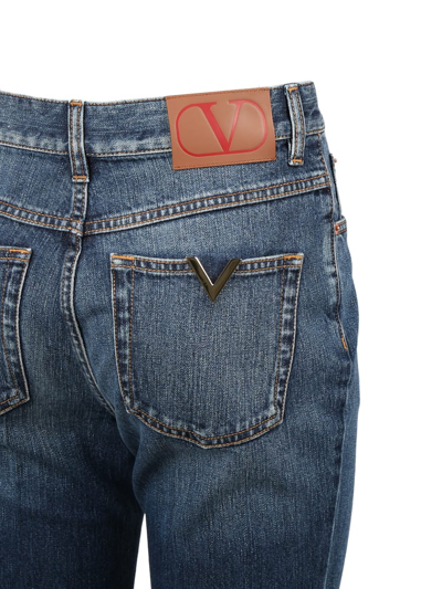 Shop Valentino Bootcut Jeans In Cotton Denim In Medium Blue Denim