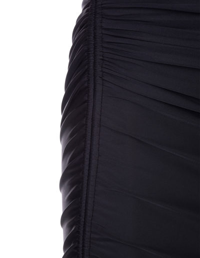 Shop Balenciaga Short Skirt In Black Stretch Nylon With Curl In Nero