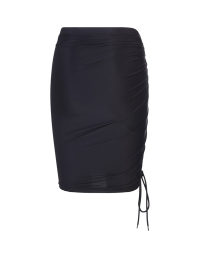 Shop Balenciaga Short Skirt In Black Stretch Nylon With Curl In Nero