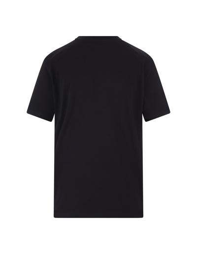 Shop Msgm Woman Black T-shirt With White  Signature In Nero