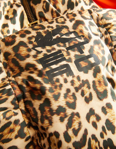 Shop Etro Woman Short Leopard Down Jacket In Animalier