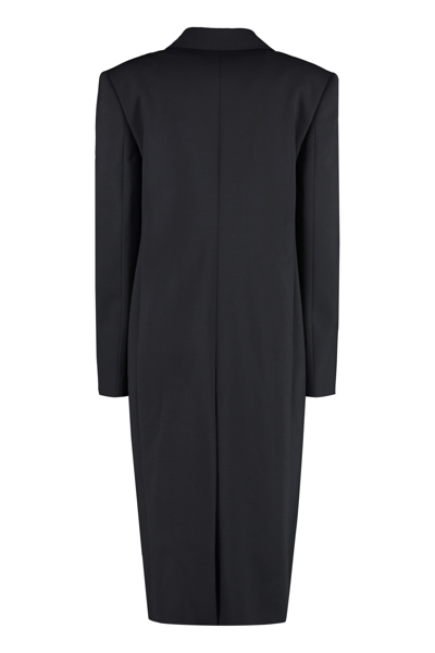 Shop Givenchy Asymmetric Fastening Wool Coat In Black