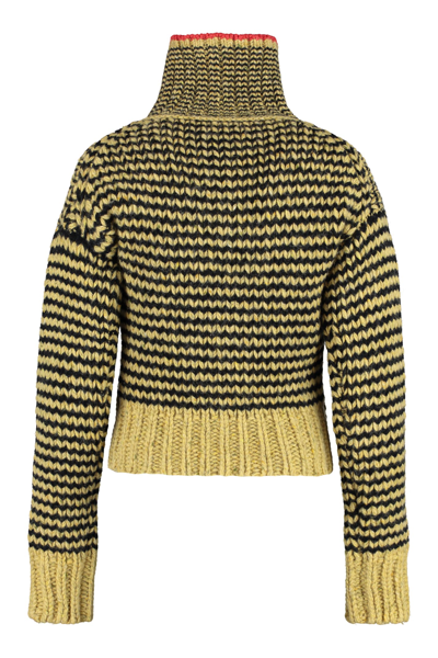 Shop Bottega Veneta Stand-up Collar Wool Pullover In Yellow