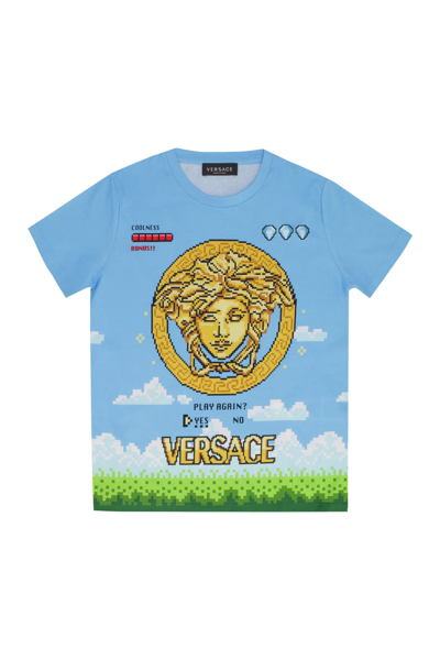 Shop Young Versace Printed Cotton T-shirt In Multicolor