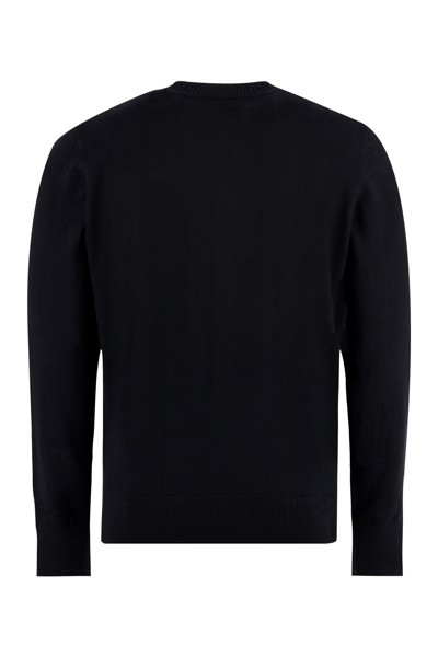 Shop Versace Jeans Couture Intarsia Crew-neck Sweater In Black