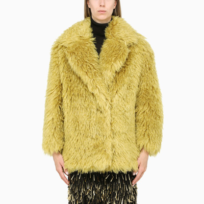 Becagli Yellow Fur Effect Coat In Mohair Beacagli Woman In Yellow