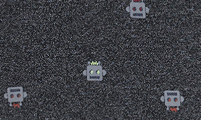 Shop Andy & Evan Kids' Piqué Knit Button Front Shirt In Charcoal Robot