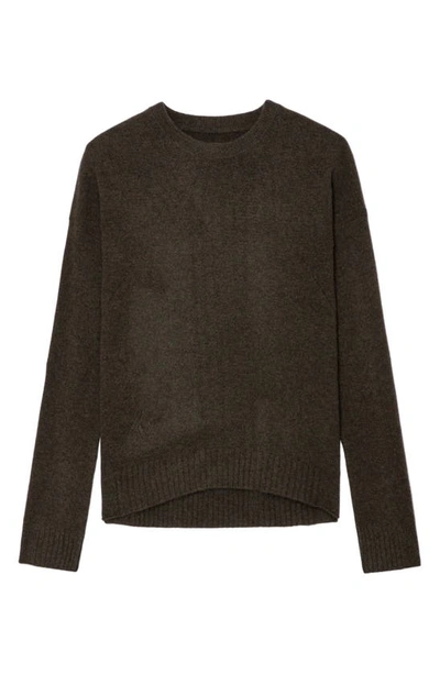 Shop Zadig & Voltaire Cici Patch Cashmere Crewneck Sweater In Bronze