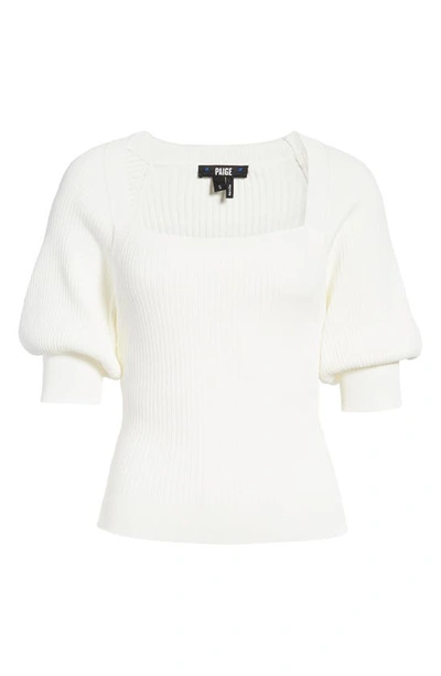 Shop Paige Eponine Puff Sleeve Rib Sweater In Ivory