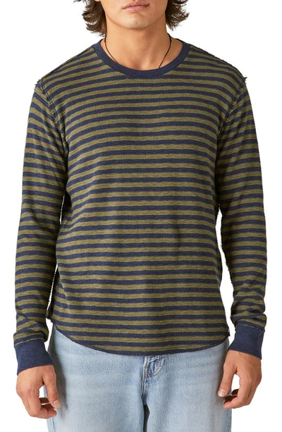 Shop Lucky Brand Garment Dye Stripe Thermal Long Sleeve T-shirt In Multi
