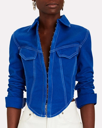 Shop Dion Lee Corset Denim Jacket In Blue-med