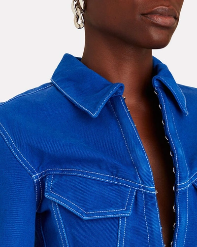 Shop Dion Lee Corset Denim Jacket In Blue-med