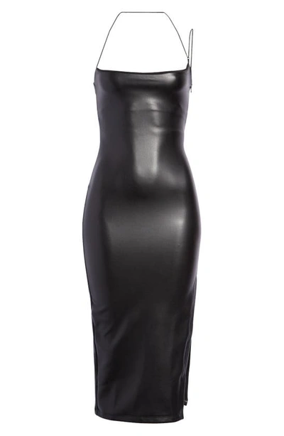 Shop Alix Nyc Rocco Strappy Halter Neck Faux Leather Dress In Black