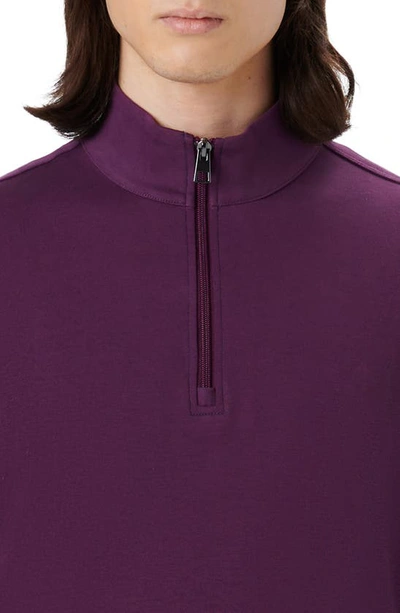 Shop Bugatchi Cotton Quarter Zip Pullover In Plum