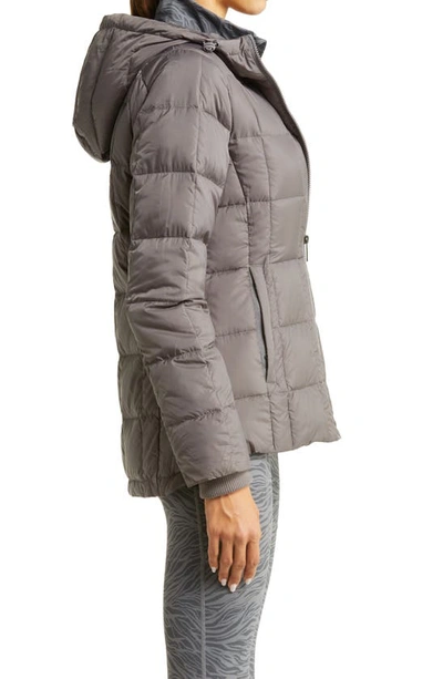 Zella Responsible Down Hooded Jacket In Grey Kitten