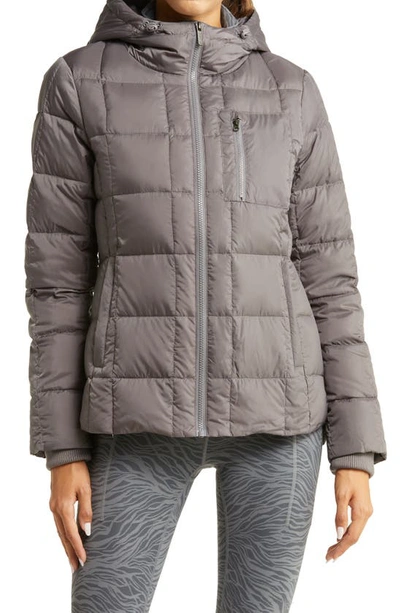 Zella Responsible Down Hooded Jacket In Grey Kitten
