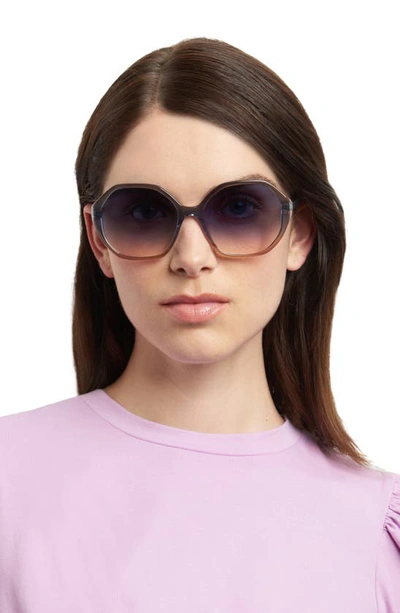 Kate Spade Waverly 57mm Gradient Round Sunglasses In Blue / Blue Grad Pink