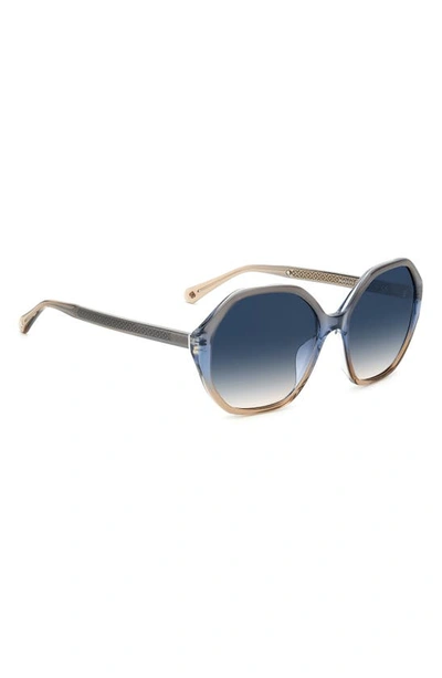 Kate Spade Waverly 57mm Gradient Round Sunglasses In Blue / Blue Grad Pink