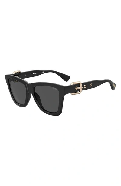 Shop Moschino 54mm Gradient Rectangular Sunglasses In Black / Grey
