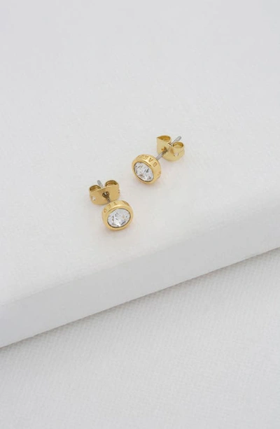 Ted Baker Sinaa Stud Earrings In Gold Tone Clear Crystal