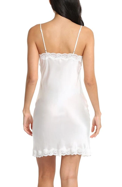 Papinelle Camille Lace Trim Silk Nightgown In Ivory