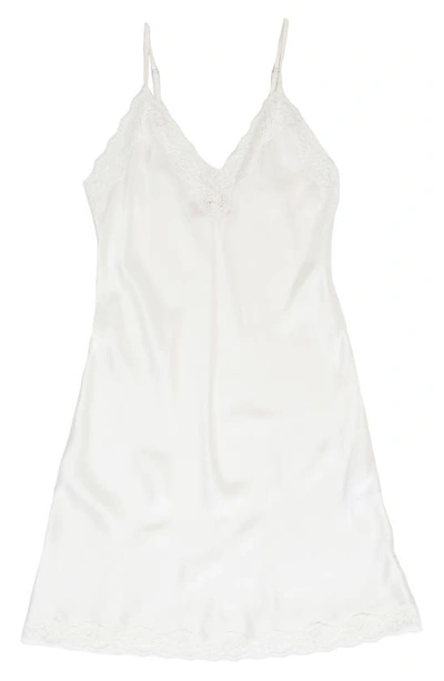 Shop Papinelle Camille Lace Trim Silk Nightgown In Ivory