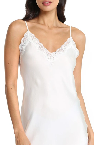 Shop Papinelle Camille Lace Trim Silk Nightgown In Ivory