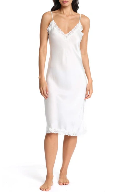 Papinelle Camille Lace Trim Silk Nightgown In Ivory