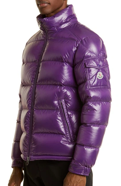 Shop Moncler Maya Lacquered Down Jacket In Purple