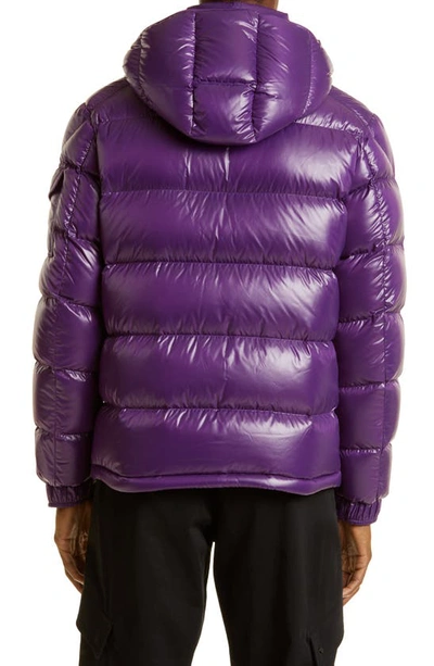 Shop Moncler Maya Lacquered Down Jacket In Purple