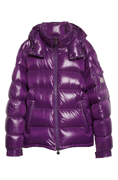 Shop Moncler Maya Lacquered Down Jacket In Purple