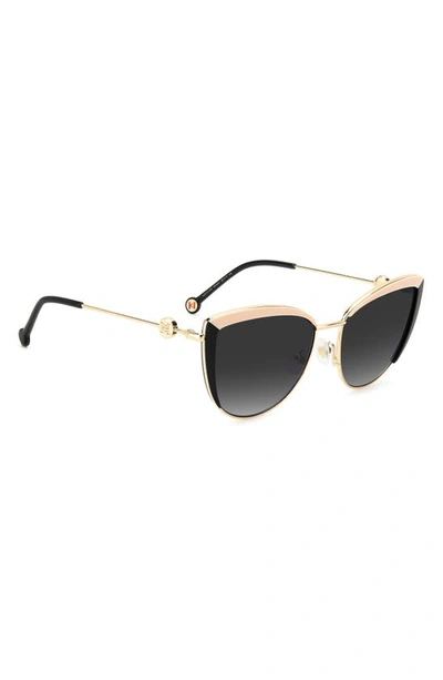 Shop Carolina Herrera 58mm Cat Eye Sunglasses In Black Nude / Grey Shaded