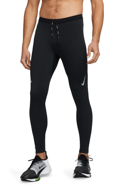 Shop Nike Dri-fit Adv Aeroswift Racing Tights In Black/ Black/ Black/ White