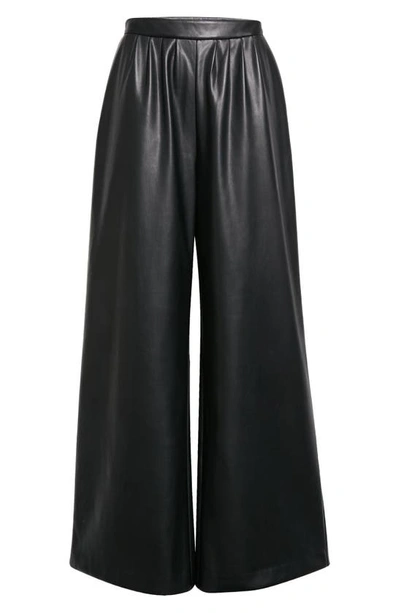 Shop Toccin Faux Leather Wide Leg Trousers In Jet