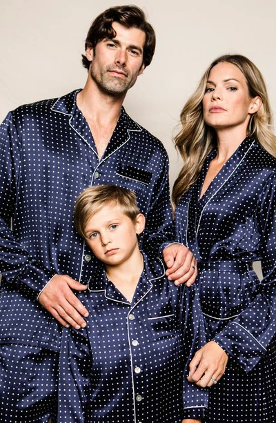 Shop Petite Plume Navy Polka Dot Silk Pajamas