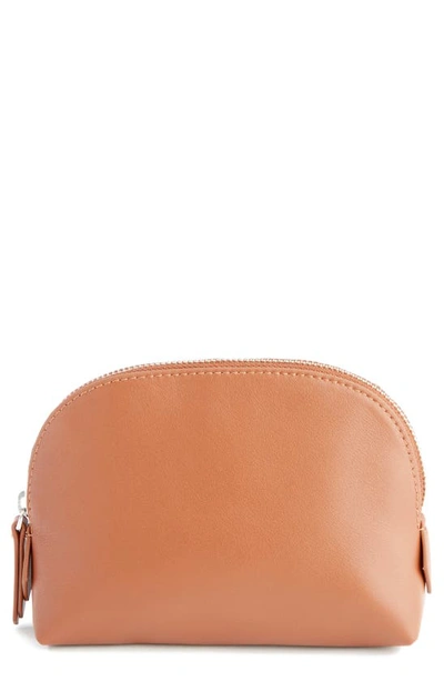 Shop Royce New York Personalized Small Cosmetic Bag In Tan - Deboss