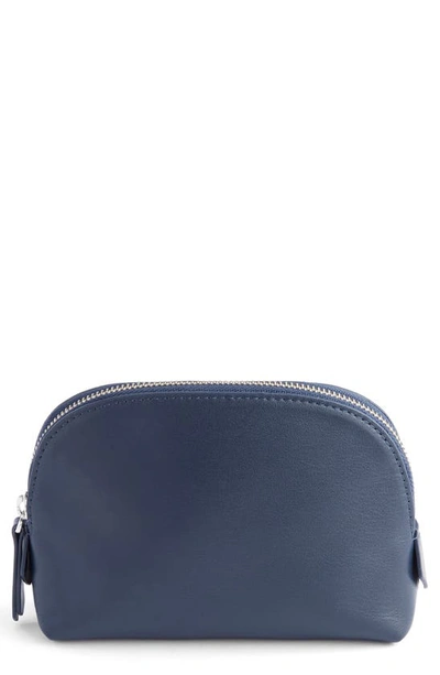 Shop Royce New York Personalized Small Cosmetic Bag In Navy Blue- Silver Foil