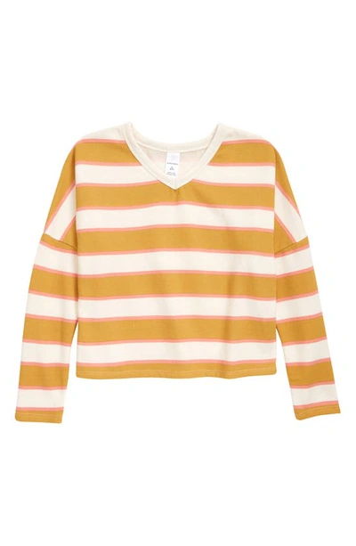 Shop Nordstrom Kids' Fleece T-shirt In Yellow Myth Stripe